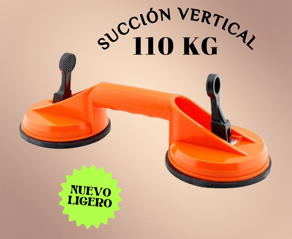 VENTOSA PROFESIONAL 2 COPAS SUCCIÓN VIDRIO PORCELANATO BALDOSAS CERÁMICA MÁRMOL 110 KG