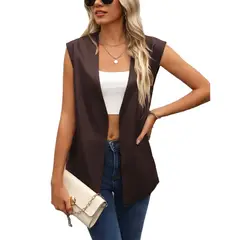 TIOZONEY - Chaleco de mujer sin mangas Chaqueta de PU