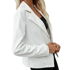 TIOZONEY - Chaqueta de PU con cuello vuelto