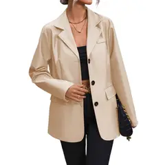 TIOZONEY - Chaqueta de PU con solapa abotonada