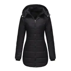TIOZONEY - Parka Manga Larga Mujer - Negro