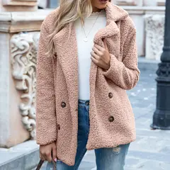 TIOZONEY - Chaqueta de felpa para mujer- Rosado