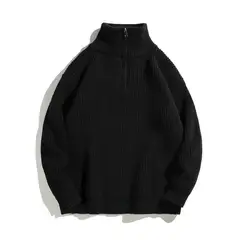 TIOZONEY - Suéter grueso de punto sólido para hombres