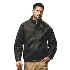 TIOZONEY - Chaqueta de solapa masculina blusa retro