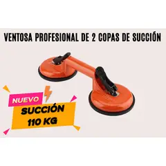 GENERICO - VENTOSA ELEVADOR PROFESIONAL 110KG DE 2 COPAS DE SUCCIÓN VIDRIO PORCELANATO CERÁMICA MÁRMOL