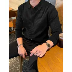 TIOZONEY - Suéter de manga larga de punto para hombres