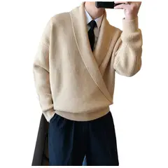 TIOZONEY - Chaqueta de suéter de lana para hombres