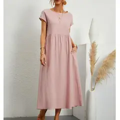 TIOZONEY - Vestido Largo Algodón Mujer