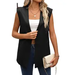 TIOZONEY - Chaleco de mujer sin mangas Chaqueta de PU