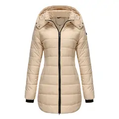 TIOZONEY - Parka Manga Larga Mujer - Beige