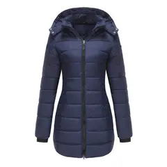 TIOZONEY - Parka Manga Larga Mujer - Azul