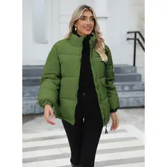 TIOZONEY - Parka Manga Larga Mujer - Verde