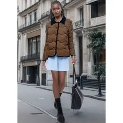 TIOZONEY - Parka Manga Larga Mujer - Marron