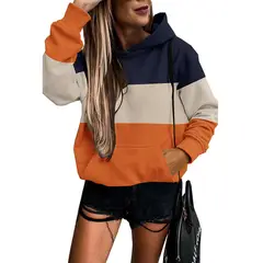 TIOZONEY - Sudadera de mujer con capucha y bloques de color