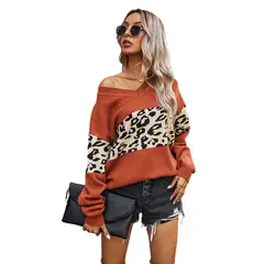 TIOZONEY - Sweater Mujer leopardo - Naranjo