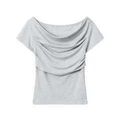 TIOZONEY - Blusa corta para mujeres - Gris