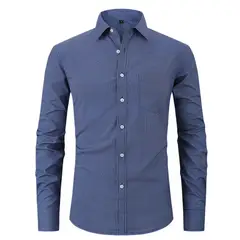 TIOZONEY - Camisa de cuadros elástica