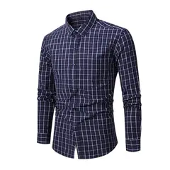TIOZONEY - Camisa de cuadros elástica