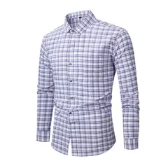 TIOZONEY - Camisa de cuadros elástica