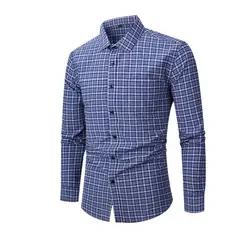 TIOZONEY - Camisa de cuadros elástica