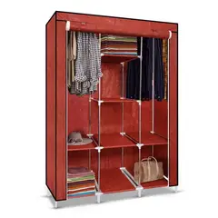 OEM - Ropero Armable de Tela Armario de 3 Cuerpos con 8 Divisiones Rojo