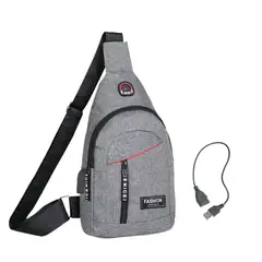 GENERICO - Bandolera Mochila Morral Hombre de nylon con conector USB