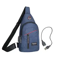 GENERICO - Bandolera Mochila Morral Hombre de nylon con conector USB