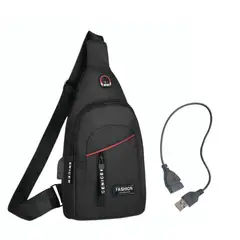 GENERICO - Bandolera Mochila Morral Hombre de nylon con conector USB