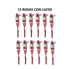 GENERICO - 12 Rosas Con Oso Y Luces 3 Velocidades - Rojas