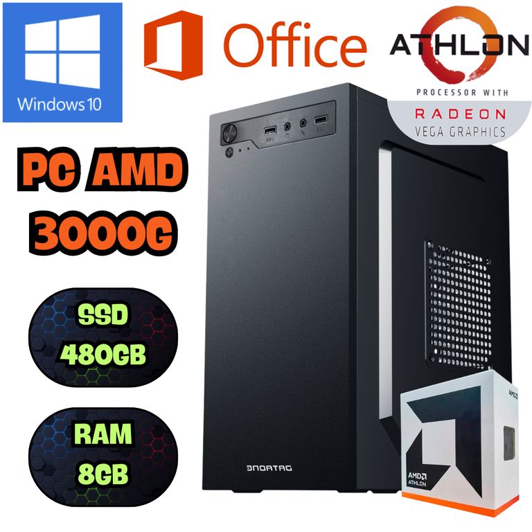 COMPUTADORA PC ATHLON 3000G RADEON VEGA SSD 500GB RAM 8GB