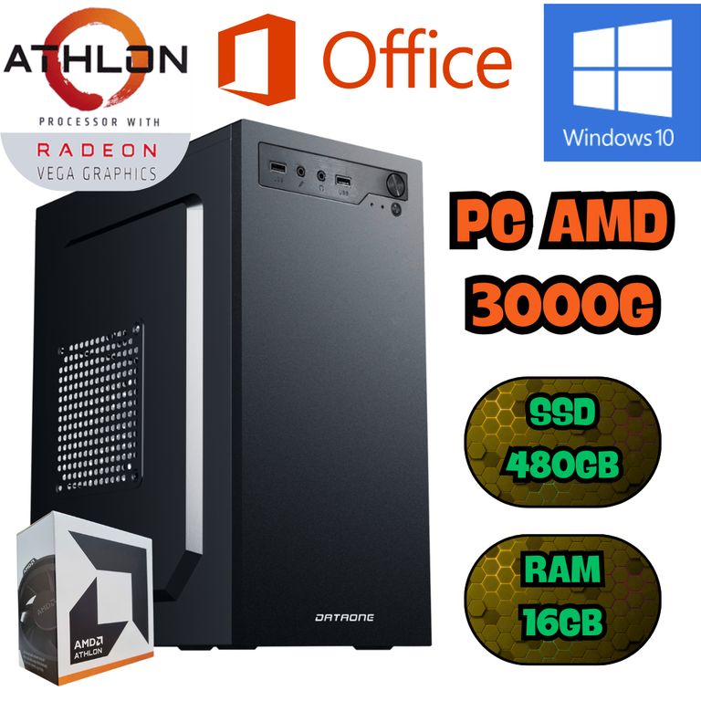 COMPUTADORA PC ATHLON 3000G RADEON VEGA SSD 500GB RAM 16B