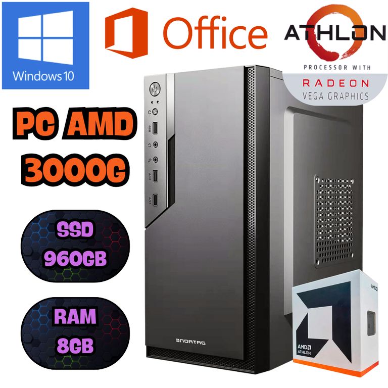 COMPUTADORA PC ATHLON 3000G RADEON VEGA SSD 960GB RAM 8GB