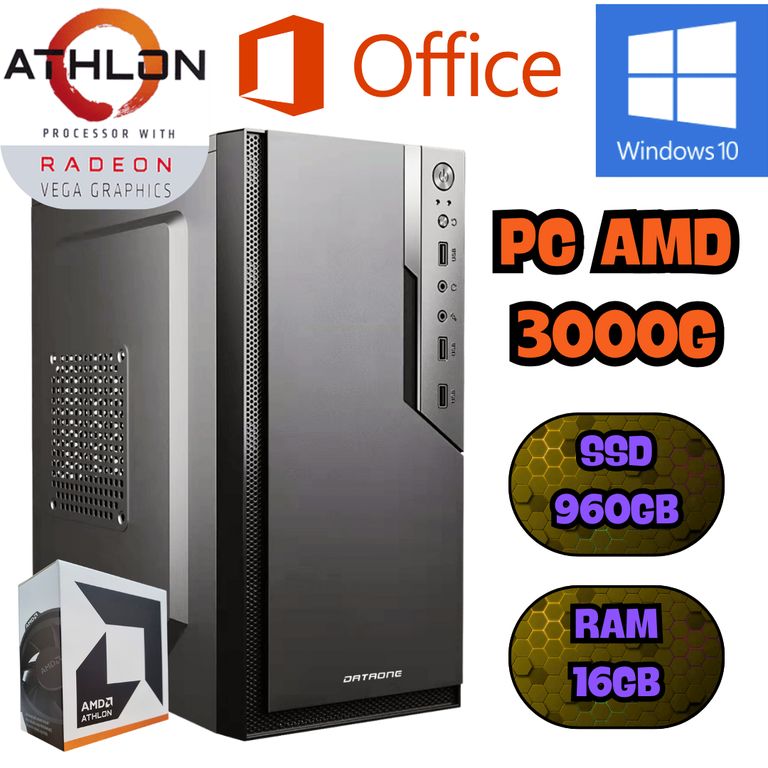 COMPUTADORA PC ATHLON 3000G RADEON VEGA SSD 960GB RAM 16GB