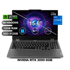 LENOVO - Laptop LOQ 15IRX9 I7-13650HX RTX3050 12GB RAM 512GB SSD 15,6 SIN WINDOWS 83DV00FHLM