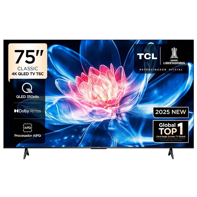 El Televisor QLED 75 UHD 4K Smart TV Negro 75T6C
