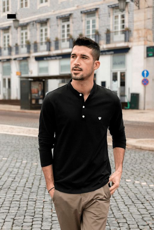 Polo Manga Larga 100% Algodón Hombre