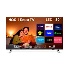 AOC - Televisor Led 4K UHd 50 Smart Roku Negro 50U6125