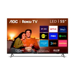 AOC - Televisor Led 55 4K UHd Smart Roku Negro 55U6125