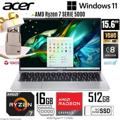 ACER - Laptop Aspire AL15-41P-R27P AMD Ryzen 7-5700U 16GB RAM 512GB SSD 15.6"  FHD + Regalo