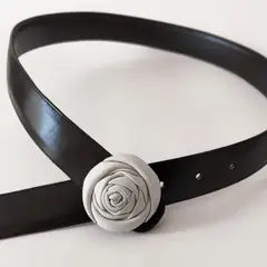 IRISABA - CINTURÓN DE CUERO PARA MUJER ROSSETTA NEGRO CON IVORY