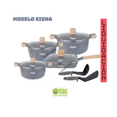 Reyna - Juego de Ollas de Roca Volcánica modelo Siena 10 pc.