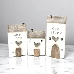 BOSQUE INVERNAL DECORACION ECO ALTERNATIVA - Villa de madera Nuestra casa nuestra historia set de tres piezas