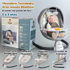 TECNOBABY CON MATEO - Mecedora Automática Gran Moisés 80x50cm