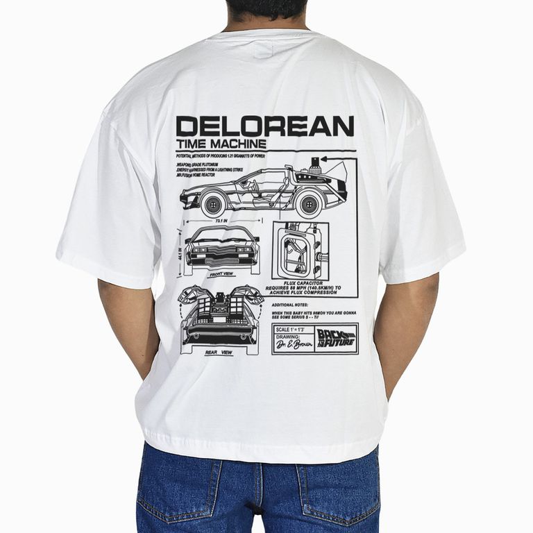 Polo Oversize de Algodón Hombre Blanco DeLorean