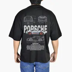 YONISTERS CLOTHING - Polo Oversize Algodón Negro Porshe