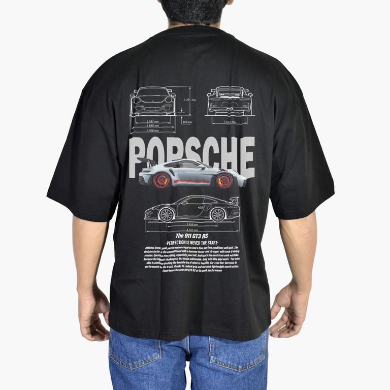 Polo Oversize Algodón Negro Porshe