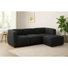 GENERICO - Sofá Vitoriano Clásico - Negro + Banqueta de Regalo