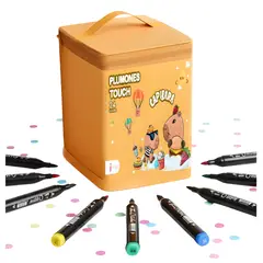 GENERICO - Set de 24 Plumones Marcadores Doble Punta Capibara + Estuche