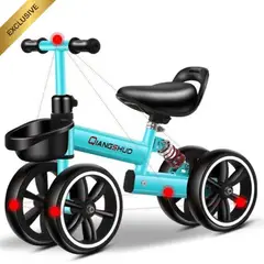 GENERICO - Bicicleta Balance Niños Luxury Alta Calidad 4 Ruedas Celeste