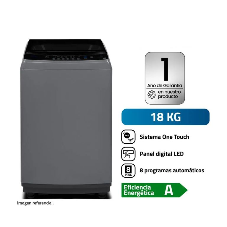 Lavadora Automática Superior 18Kg Gris Oscuro LRI-18DGR